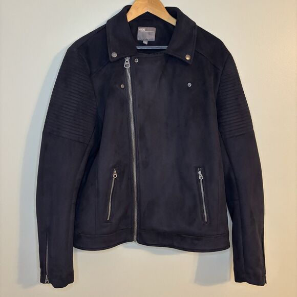 ASOS Design Biker Jacket Black Faux Suede Asymmetrical Zip Moto Jacket L - Picture 6 of 14